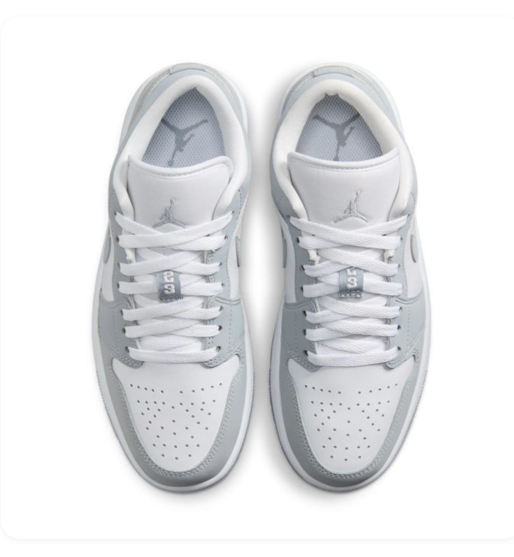 Air Jordan 1 Low Grey and White Sneakers with Icy Sole