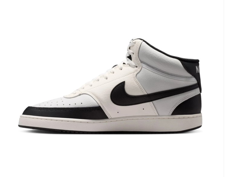 Nike White and Light Grey High-Top Sneakers with Black Swoosh