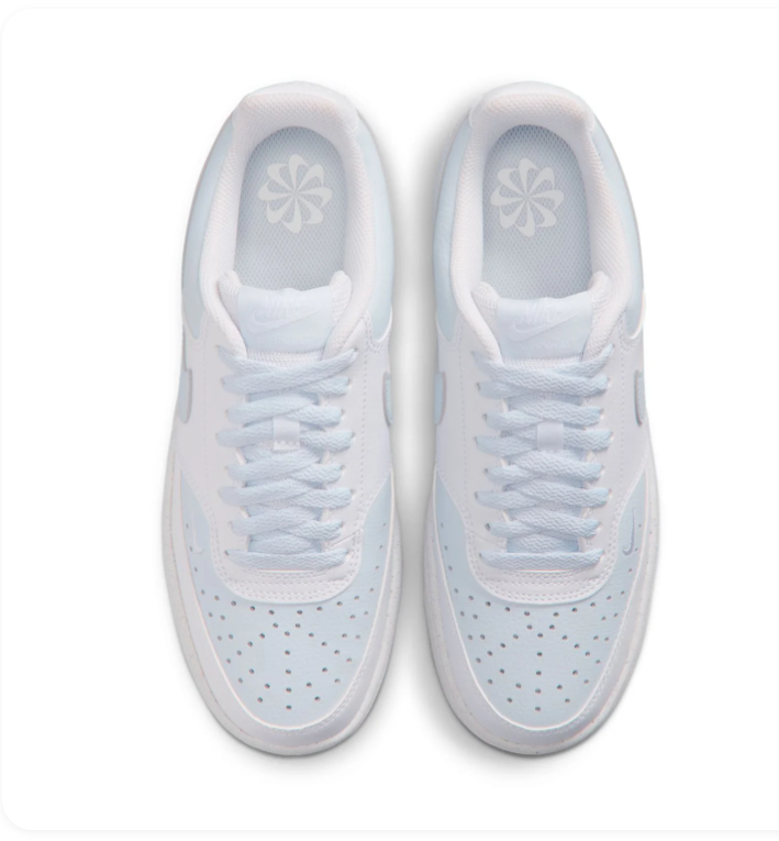 Nike White and Pale Blue Low-Top Sneakers