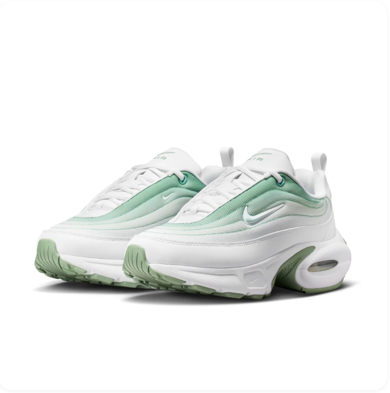 Nike Air Max White and Mint Green Sneakers with Sculpted Sole