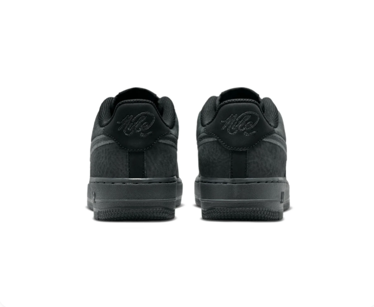 Nike Air Force 1 Black and Charcoal Sneakers with Grey-Outlined Swoosh