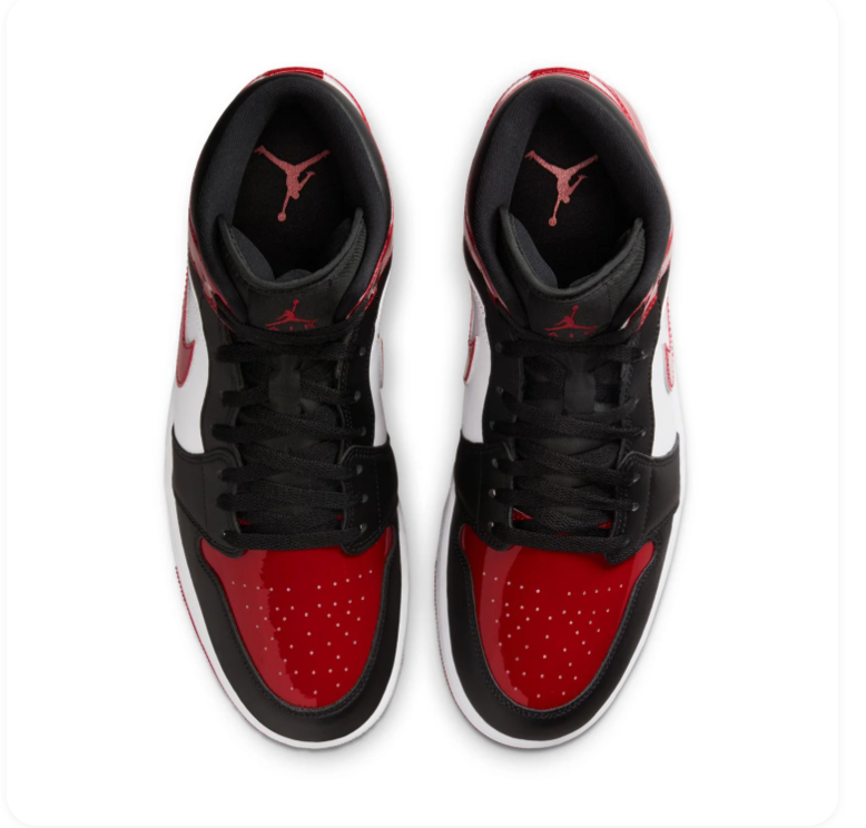 Air Jordan 1 Mid Red, Black and White Sneakers