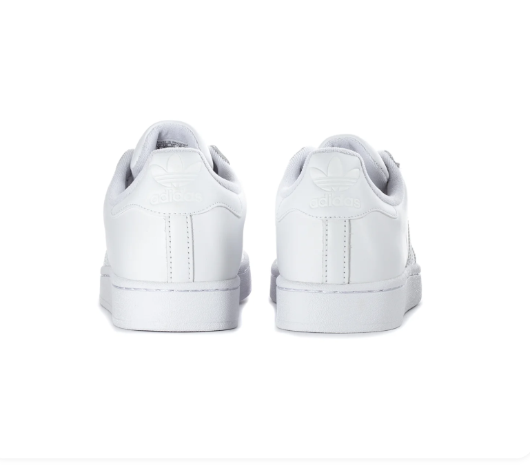 Adidas Superstar All-White Sneakers with Tonal Stripes and Shell Toe