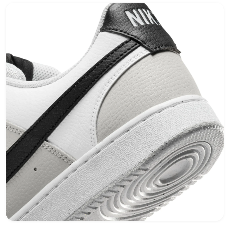 Nike Court Vision White and Light Grey Sneakers with Black Swoosh