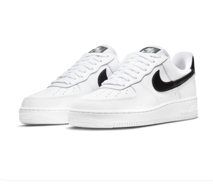Nike Air Force 1 White Low-Top Sneakers with Black Swoosh