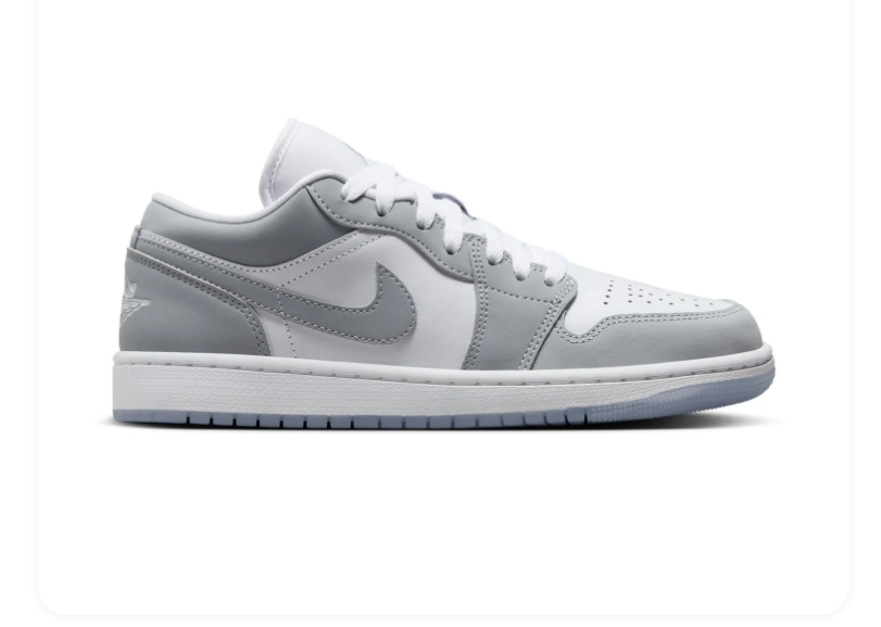 Air Jordan 1 Low Grey and White Sneakers with Icy Sole