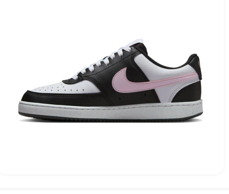 Nike Black and White Low-Top Sneakers with Pink Swoosh