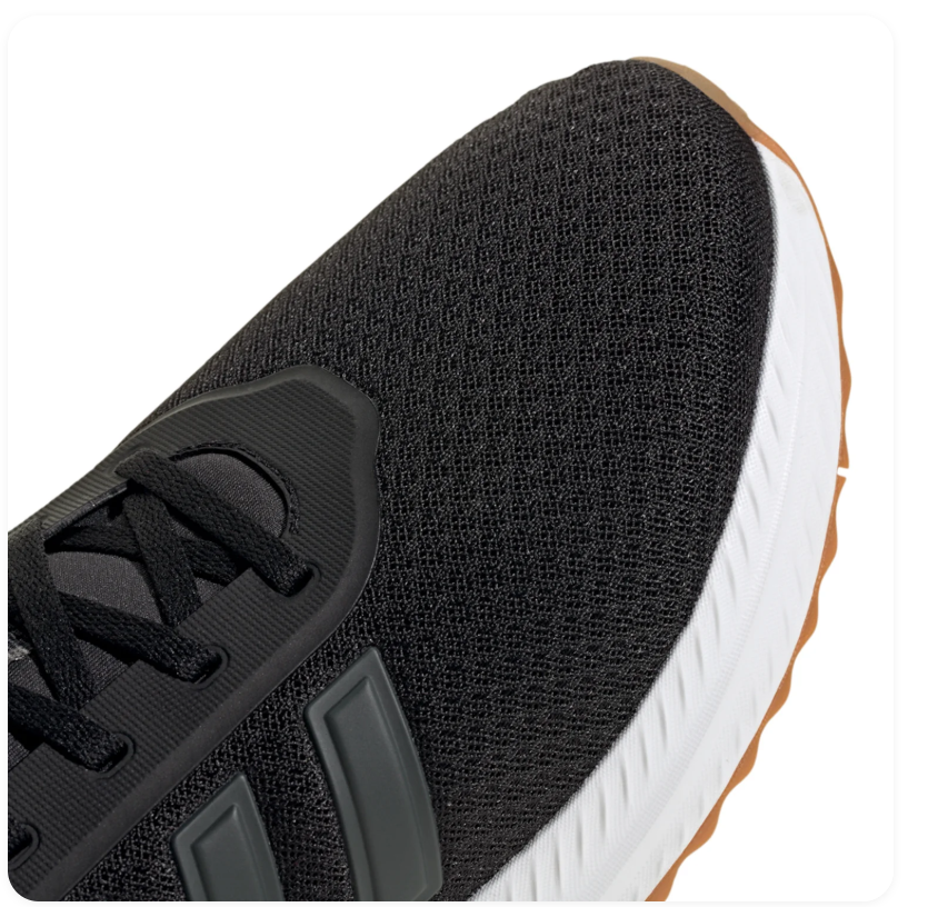 Adidas Black Mesh Sneakers with Dark Grey Stripes and Gum Outsole