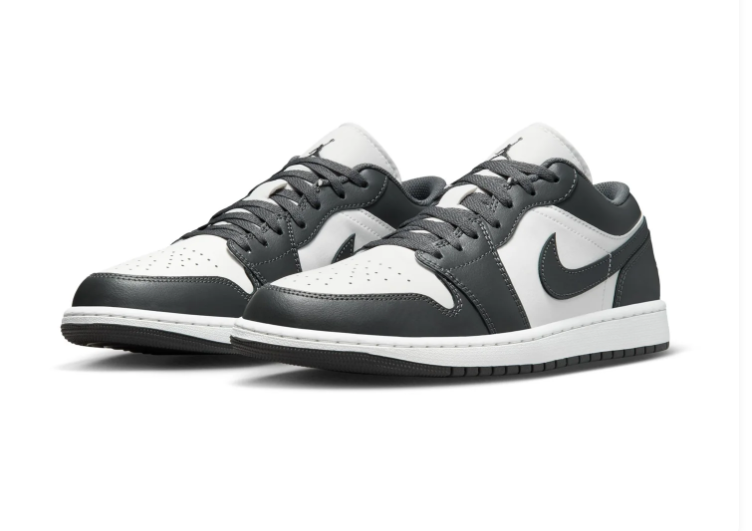 Air Jordan 1 Low Charcoal Grey and White Sneakers
