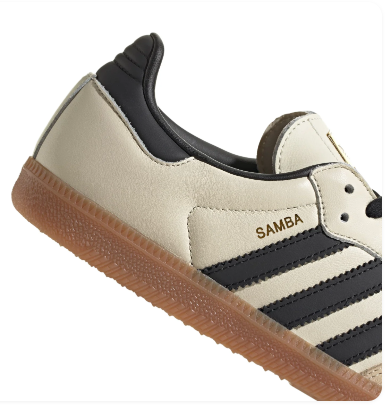 Adidas Samba Cream Sneakers with Black Stripes and Gum Sole
