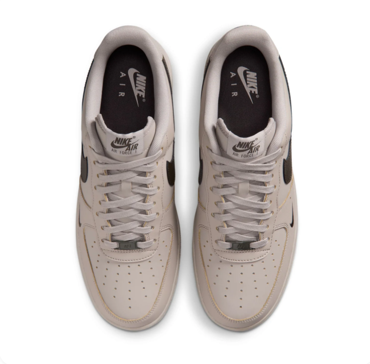 Nike Air Force 1 Light Taupe Sneakers with Dark Brown Swoosh