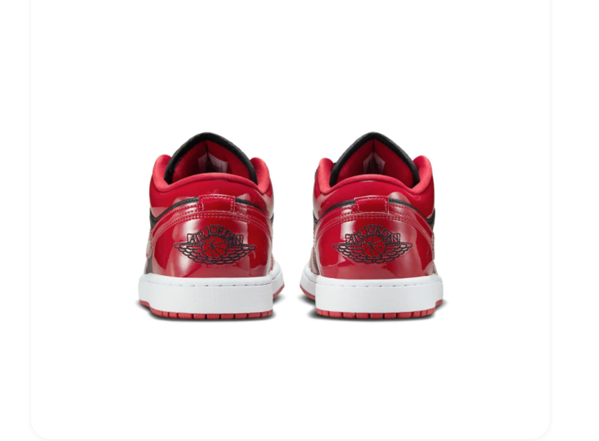 Air Jordan 1 Low Glossy Red and Black Sneakers