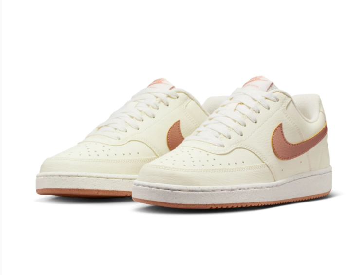 Nike Cream Low-Top Sneakers with Rose Pink Swoosh