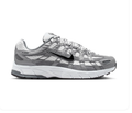 Nike P-6000 Grey and White Mesh Sneakers with Black Swoosh