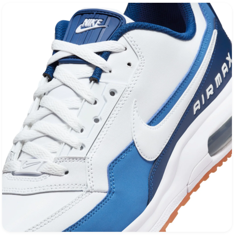 Nike Air Max White and Blue Sneakers with Gum Outsole
