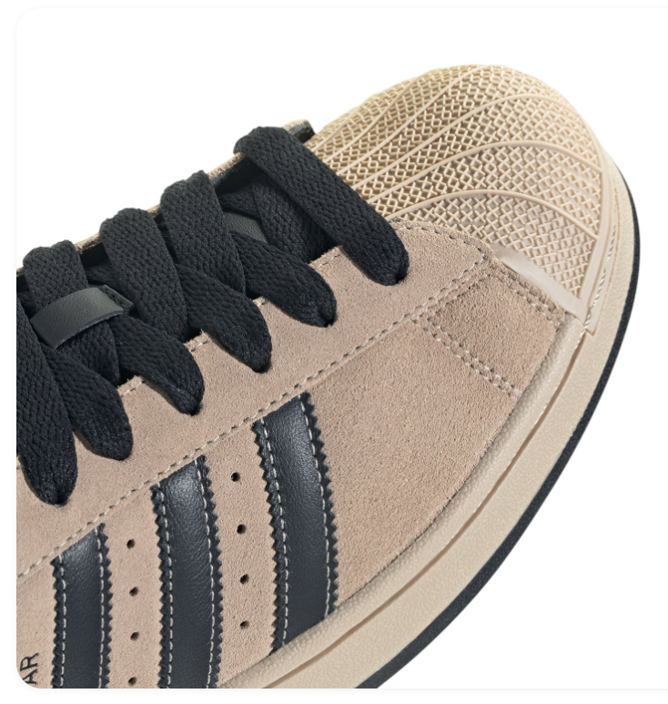 Adidas Superstar Beige Sneakers with Black Stripes and Shell Toe