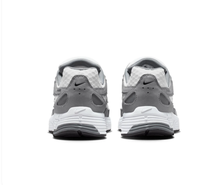 Nike P-6000 Grey and White Mesh Sneakers with Black Swoosh