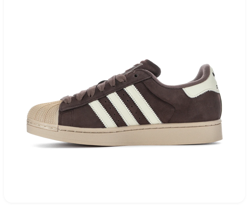 Adidas Superstar Brown Sneakers with Cream Stripes and Beige Shell Toe