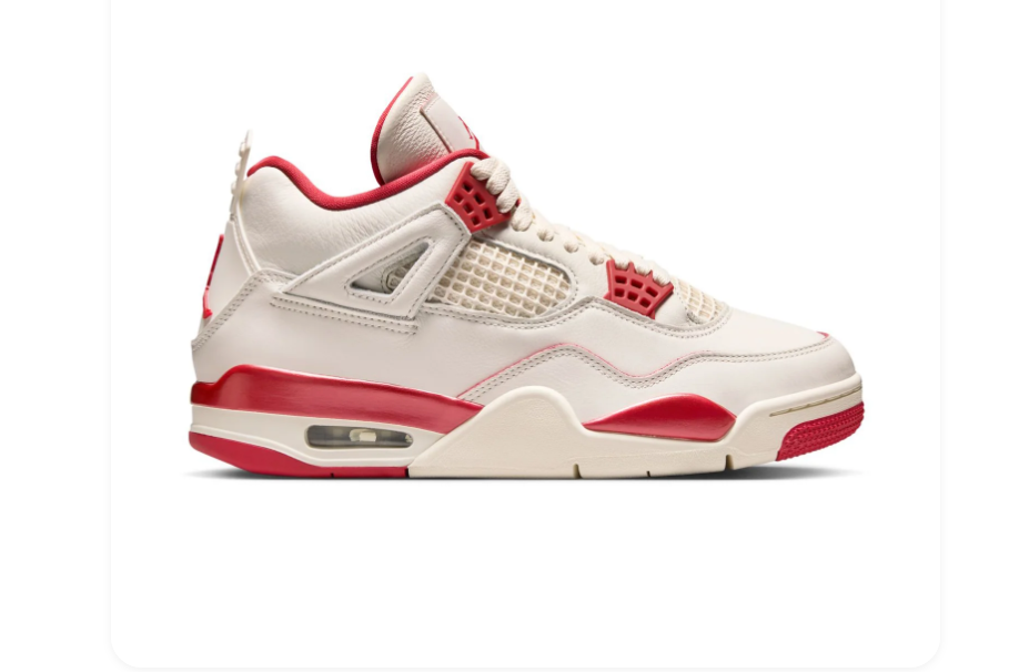 Air Jordan 4 Off-White Sneakers with Red Accents