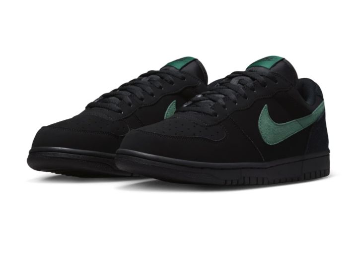 Nike Black Low-Top Sneakers with Green Swoosh