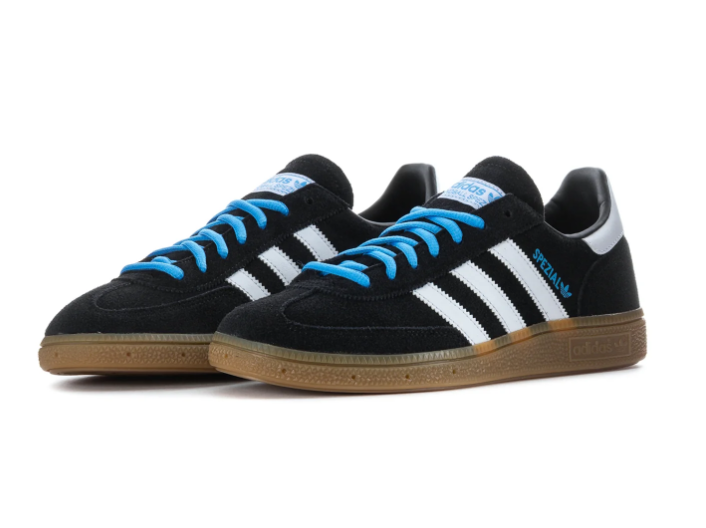 Adidas Handball Spezial Black Sneakers with Blue Laces and Gum Sole