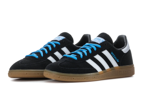 Adidas Handball Spezial Black Sneakers with Blue Laces and Gum Sole