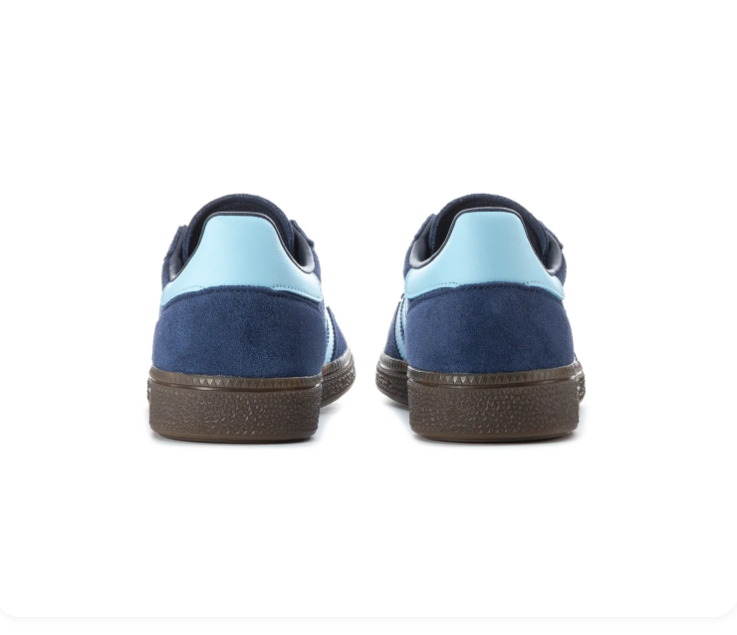 Adidas Handball Spezial Navy Sneakers with Light Blue Stripes and Brown Sole