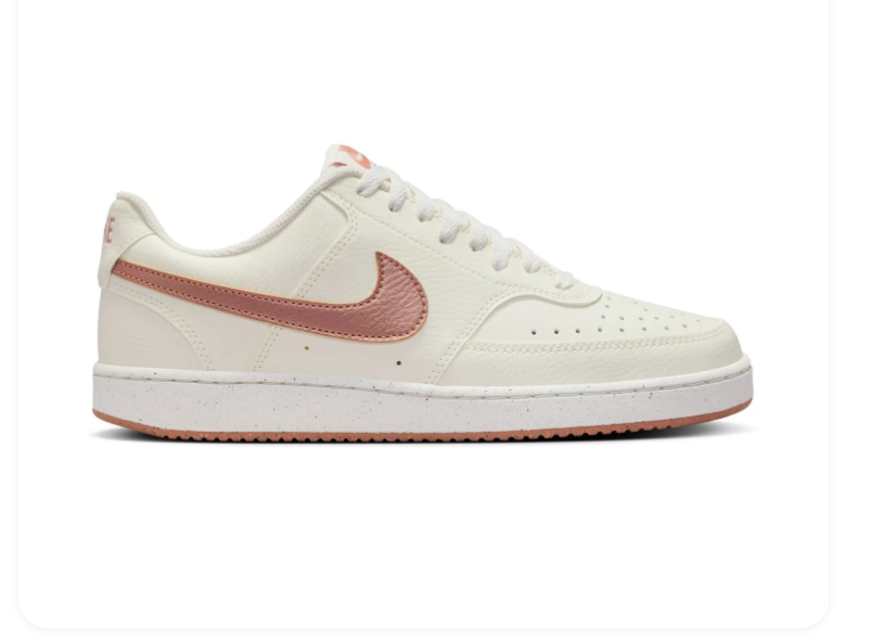 Nike Cream Low-Top Sneakers with Rose Pink Swoosh
