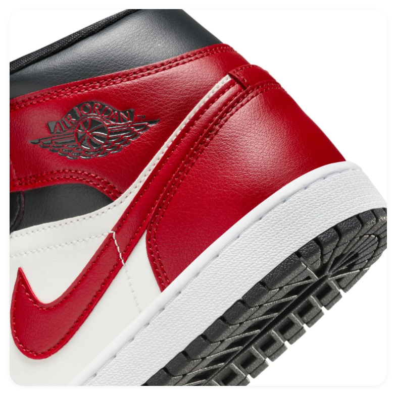 Air Jordan 1 Mid Black, White and Red Sneakers