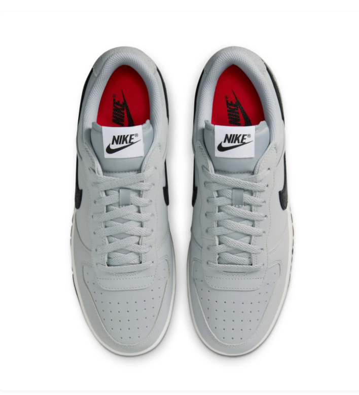 Nike Light Grey Low-Top Sneakers with Black Swoosh and Bold Heel Logo