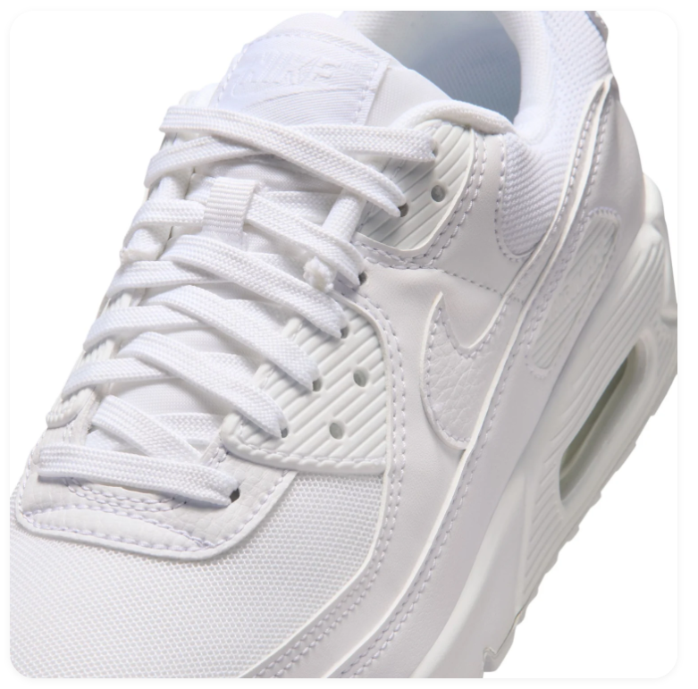 Nike Air Max 90 All-White Low-Top Sneakers