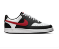 Nike Court Vision Black and White Low-Top Sneakers with Red Swoosh