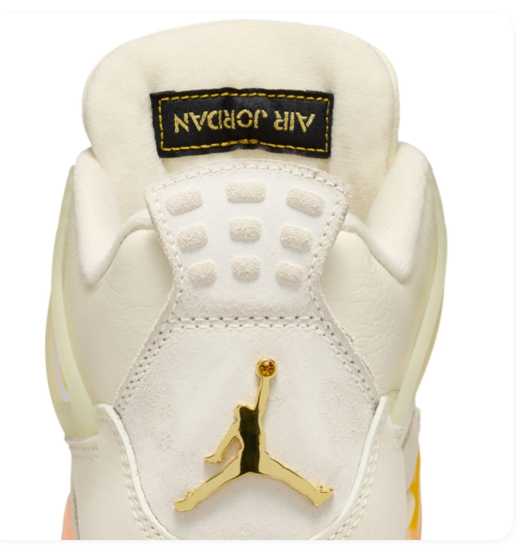 Air Jordan 4 Cream Sneakers with Orange and Peach Accents