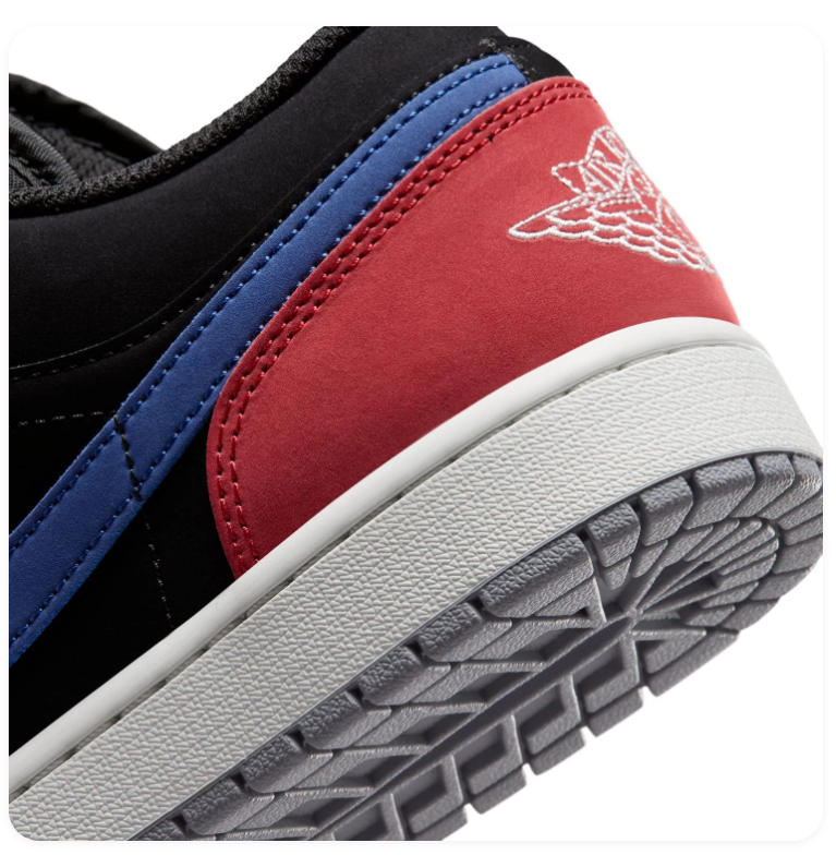 Air Jordan 1 Low Black, Blue and Red Sneakers