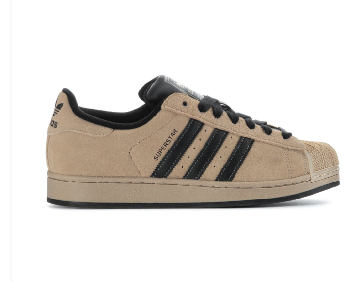 Adidas Superstar Beige Sneakers with Black Stripes and Shell Toe