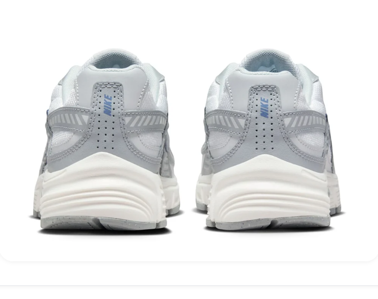 Nike White and Silver Mesh Sneakers with Blue Swoosh