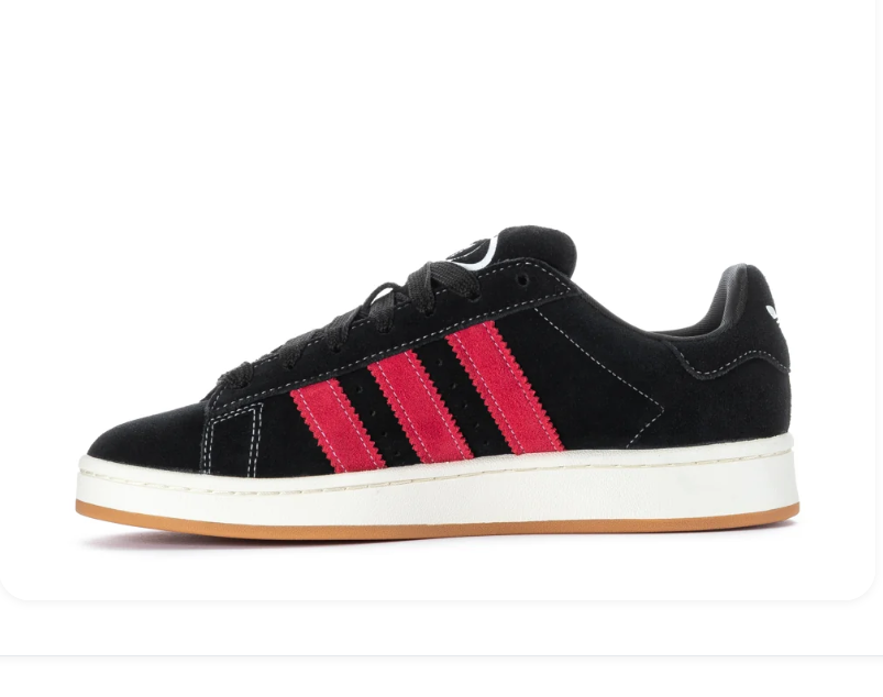 Adidas Campus Black Sneakers with Bright Pink Stripes and Gum Outsole