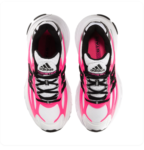 Adidas Adistar White and Hot Pink Sneakers with Black Stripes