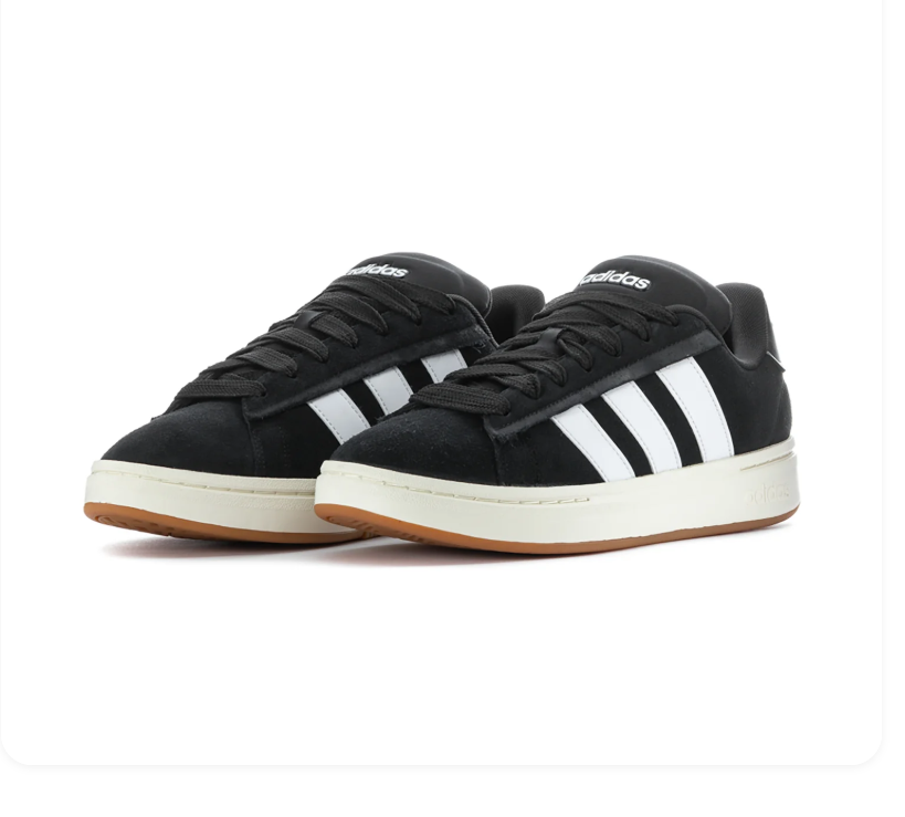 Adidas Black Low-Top Sneakers with White Stripes and Gum Outsole