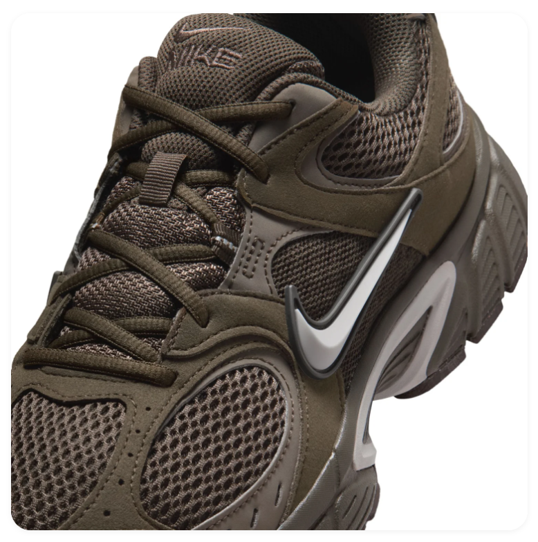 Nike Dark Olive Mesh Sneakers with Silver Swoosh