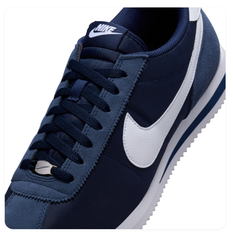 Nike Cortez Navy Blue Sneakers with White Swoosh