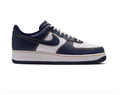 Nike Air Force 1 Navy and White Sneakers with Yellow Contrast Stitching