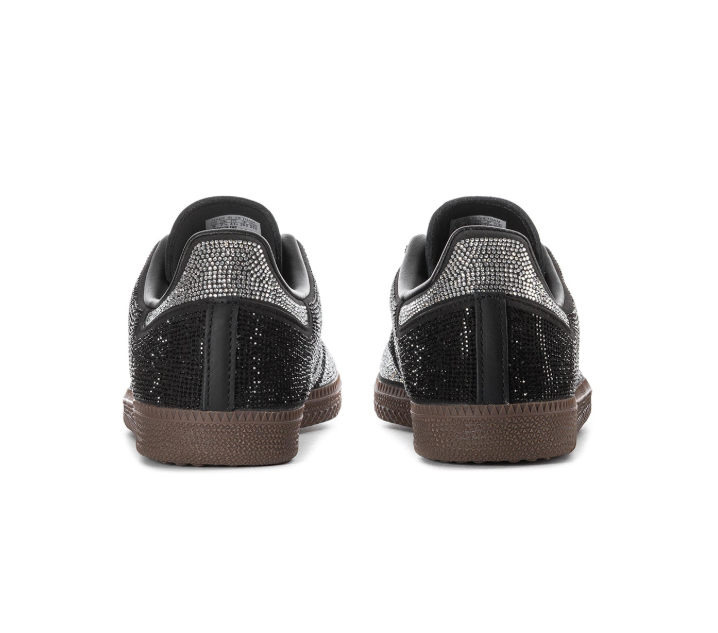 Adidas Black and Silver Rhinestone Sneakers with Brown Sole