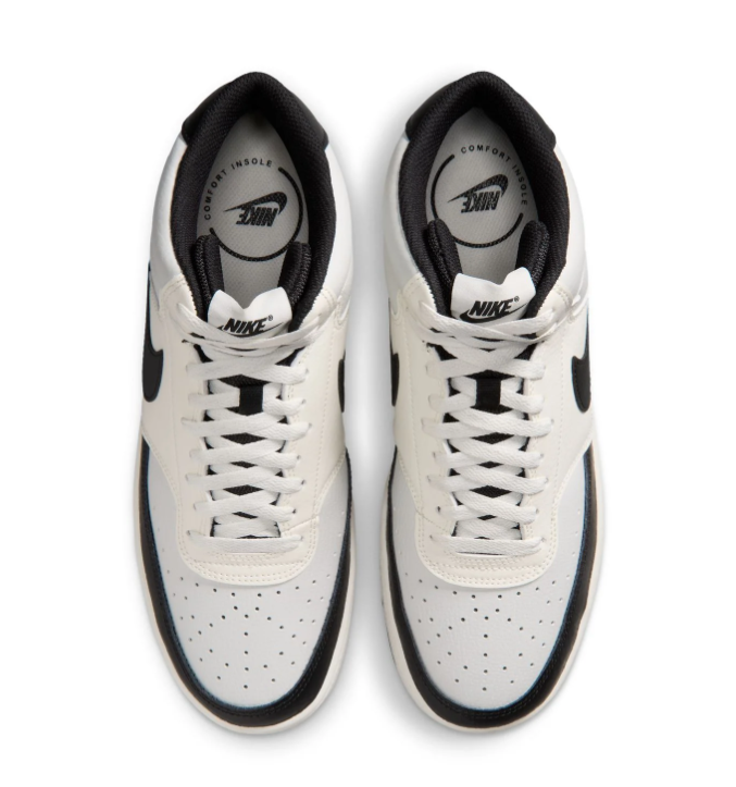 Nike White and Light Grey High-Top Sneakers with Black Swoosh