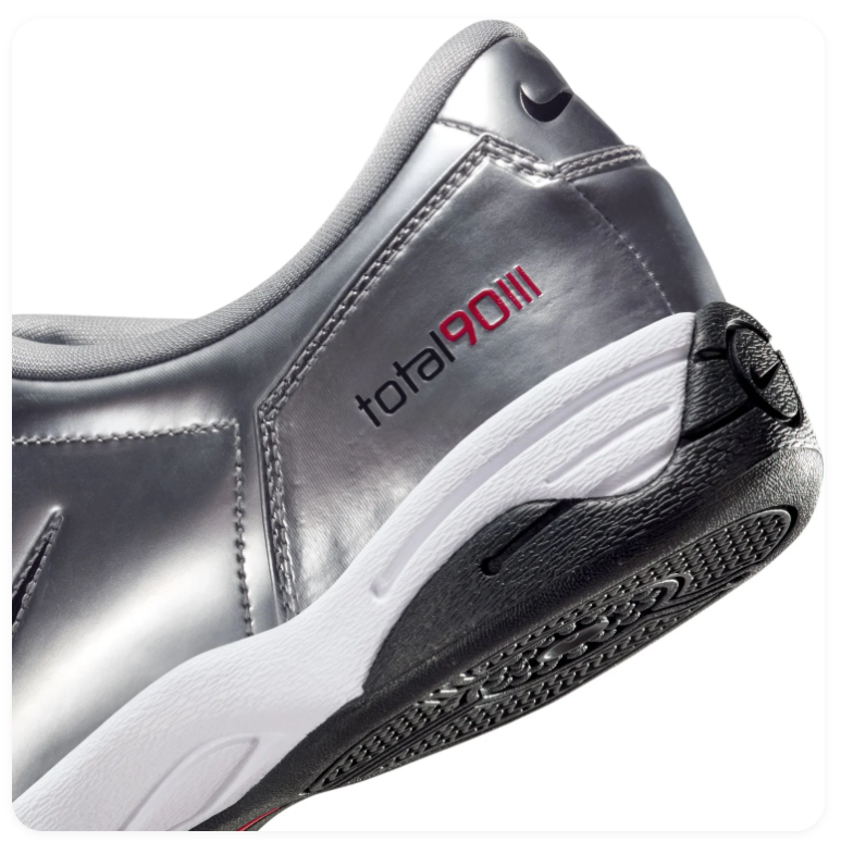 Nike Total 90 III Metallic Silver Sneakers with Red 90 Detail