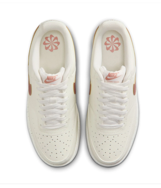 Nike Cream Low-Top Sneakers with Rose Pink Swoosh