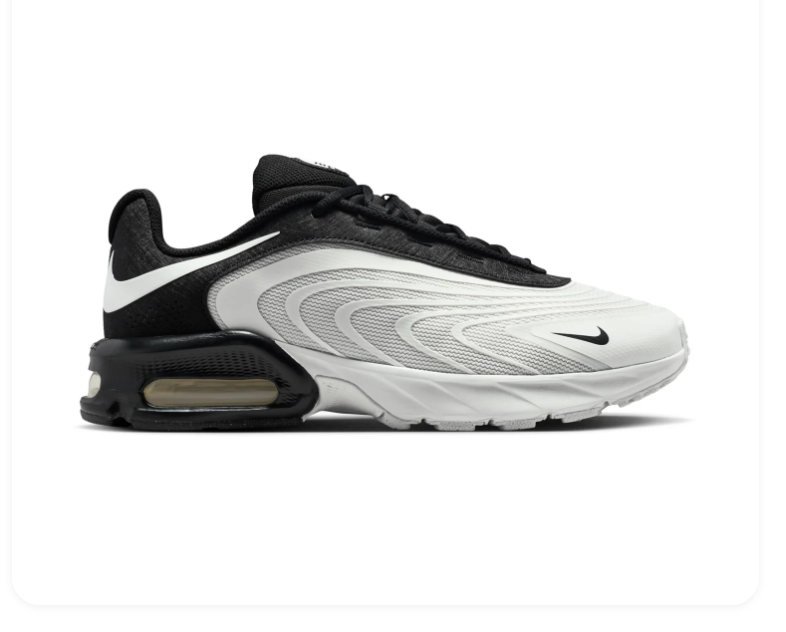 Nike Air Max White and Black Sneakers with Wave-Pattern Upper