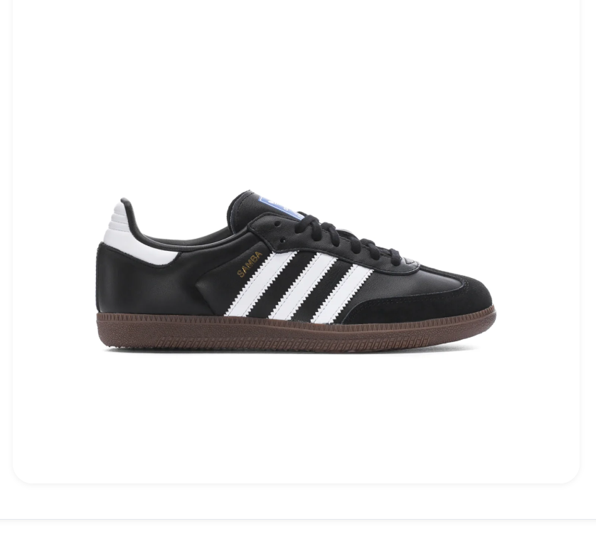 Adidas Samba Black Sneakers with White Stripes and Dark Brown Sole