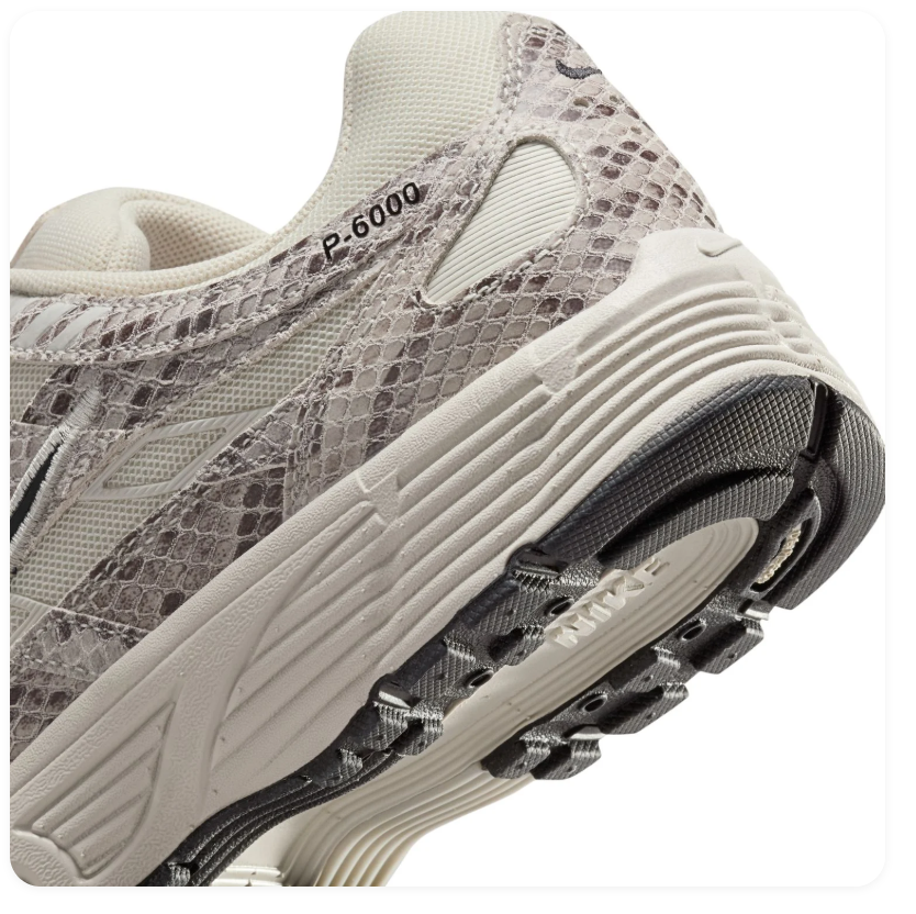 Nike P-6000 Cream Snakeskin-Print Sneakers with Black Swoosh