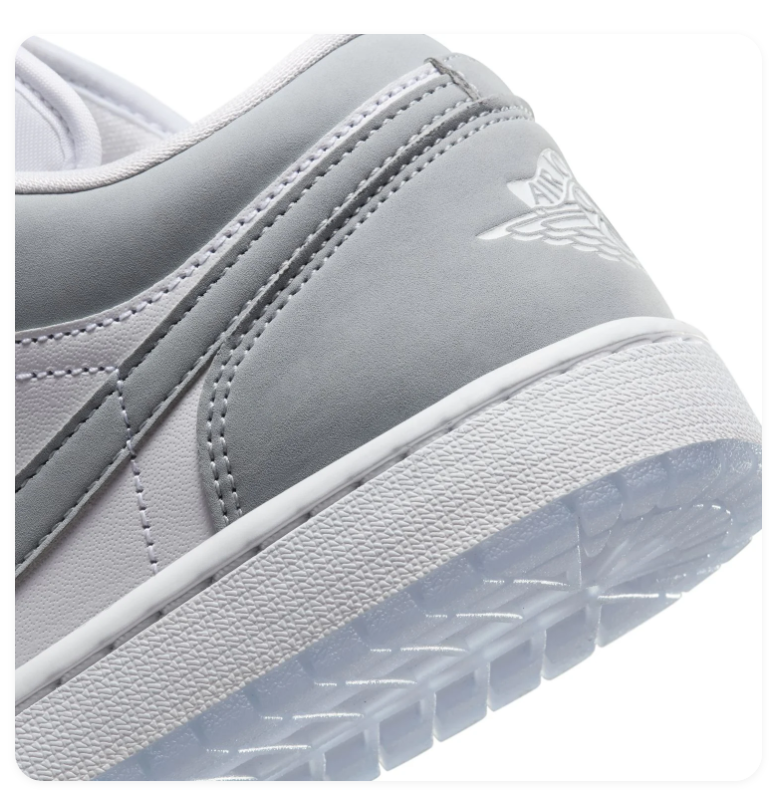 Air Jordan 1 Low Grey and White Sneakers with Icy Sole